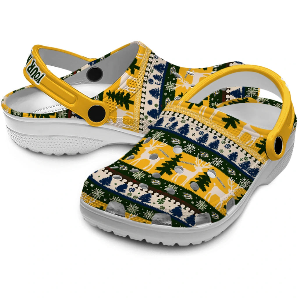 personalized nashville predators christmas motif clogs high quality personalized nashville predators christmas motif clogs high quality