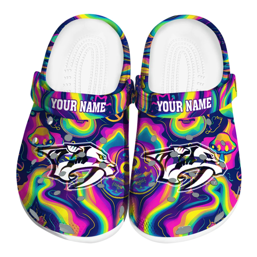 personalized nashville predators swirling mushrooms clogs best selling personalized nashville predators swirling mushrooms clogs best selling