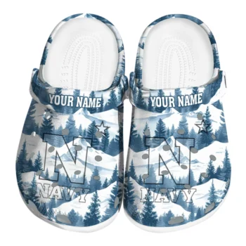 personalized navy midshipmen snowy mountains clogs best selling