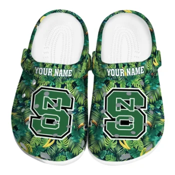 personalized nc state wolfpack tropical leaves clogs best selling