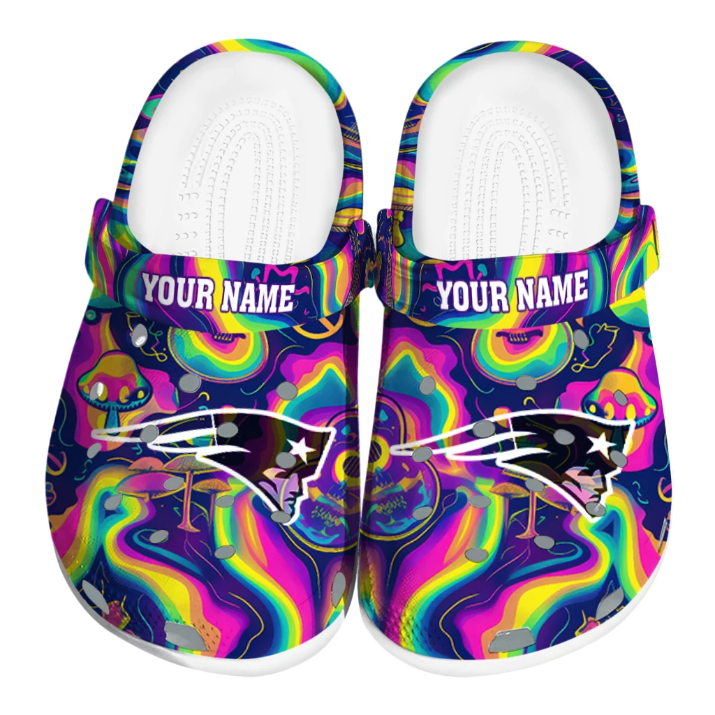 personalized new england patriots swirling mushrooms clogs best selling personalized new england patriots swirling mushrooms clogs best selling