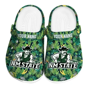 personalized new mexico state aggies tropical leaves clogs best selling