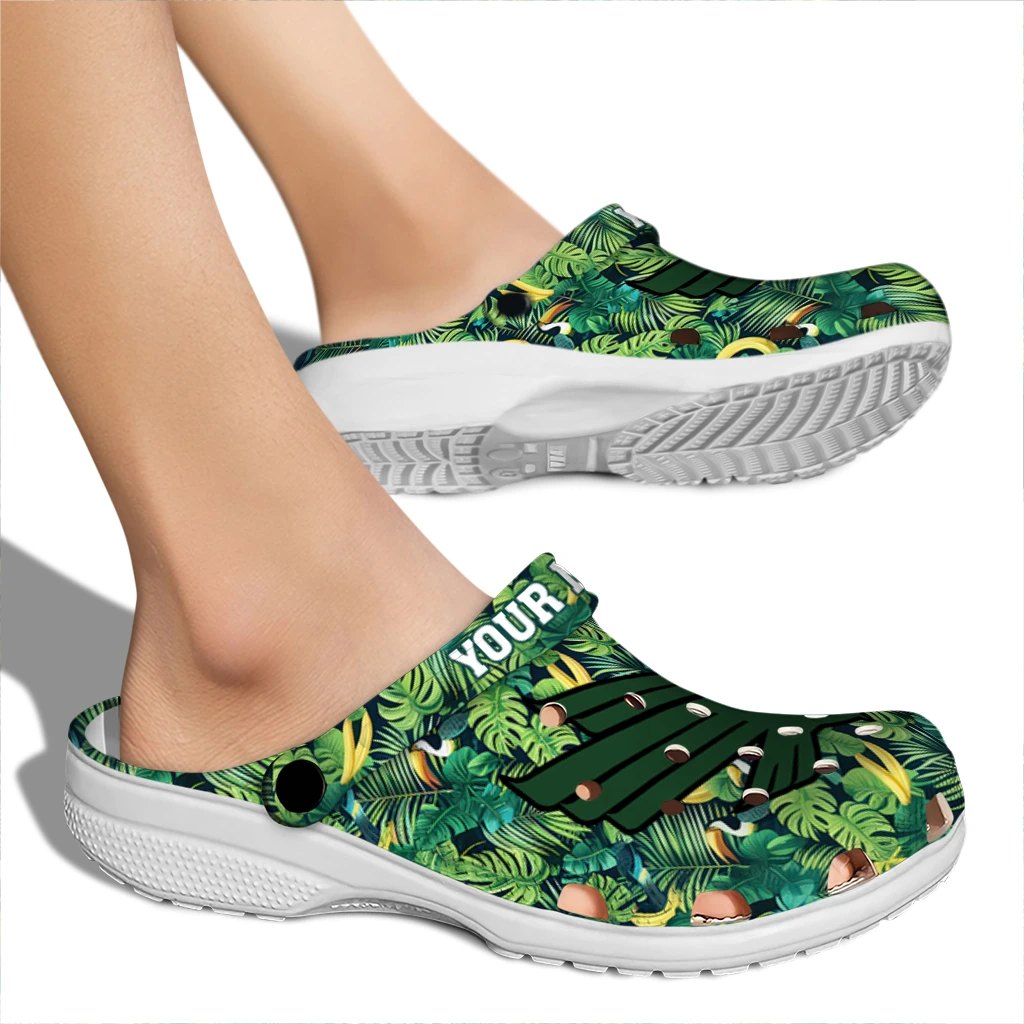 personalized north texas mean green tropical leaves clogs fashion forward personalized north texas mean green tropical leaves clogs fashion forward