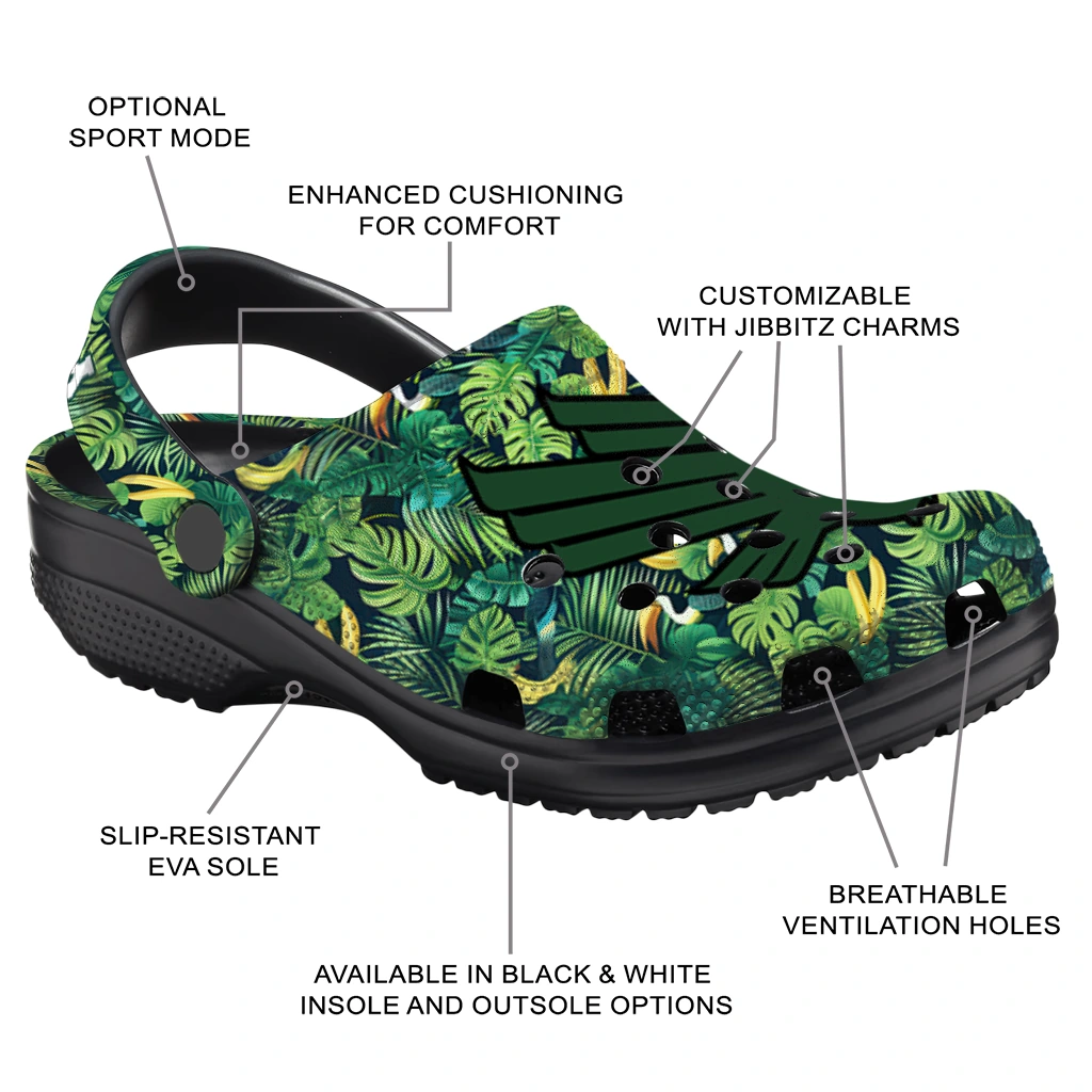 personalized north texas mean green tropical leaves clogs new arrival personalized north texas mean green tropical leaves clogs new arrival