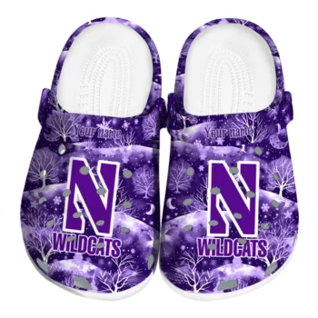 personalized northwestern wildcats snowy hills clogs best selling