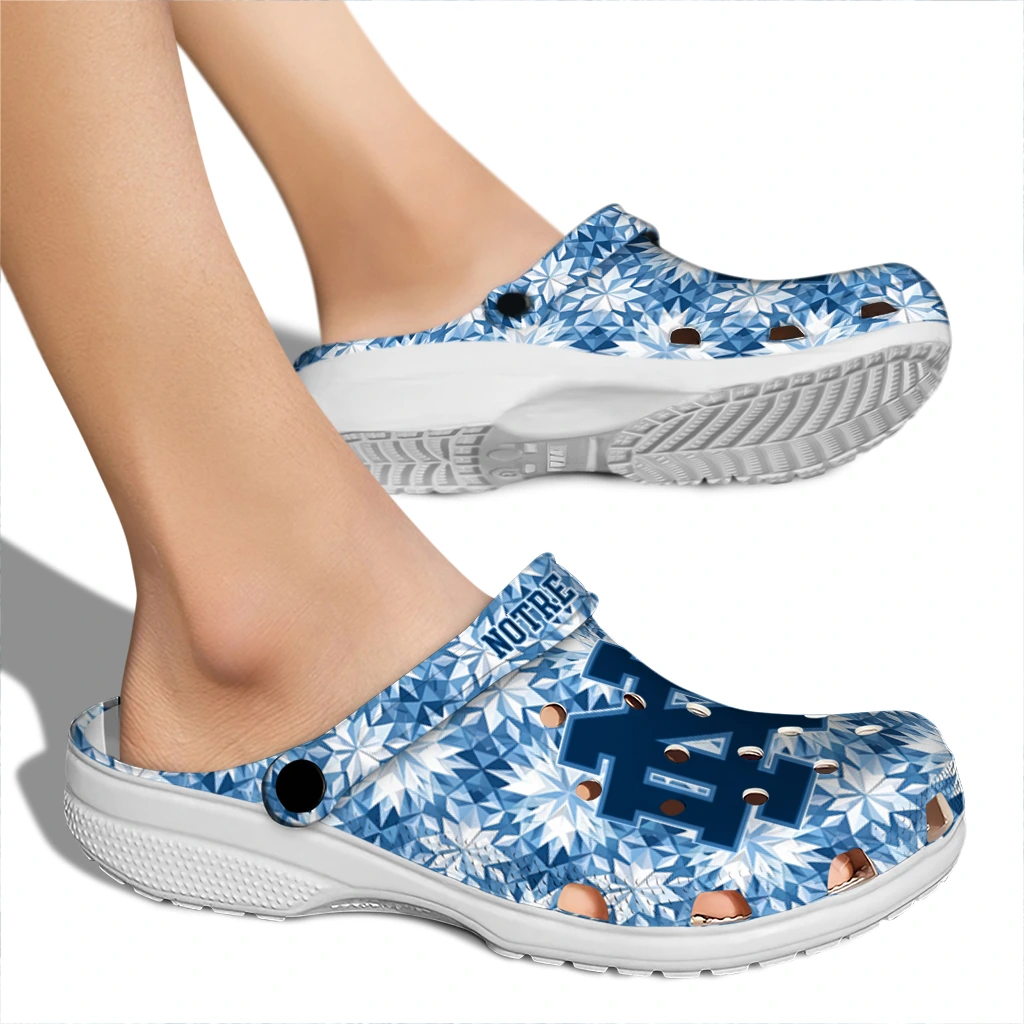 personalized notre dame fighting irish snowflake mosaic clogs fashion forward personalized notre dame fighting irish snowflake mosaic clogs fashion forward