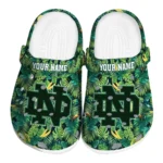personalized notre dame fighting irish tropical leaves clogs best selling