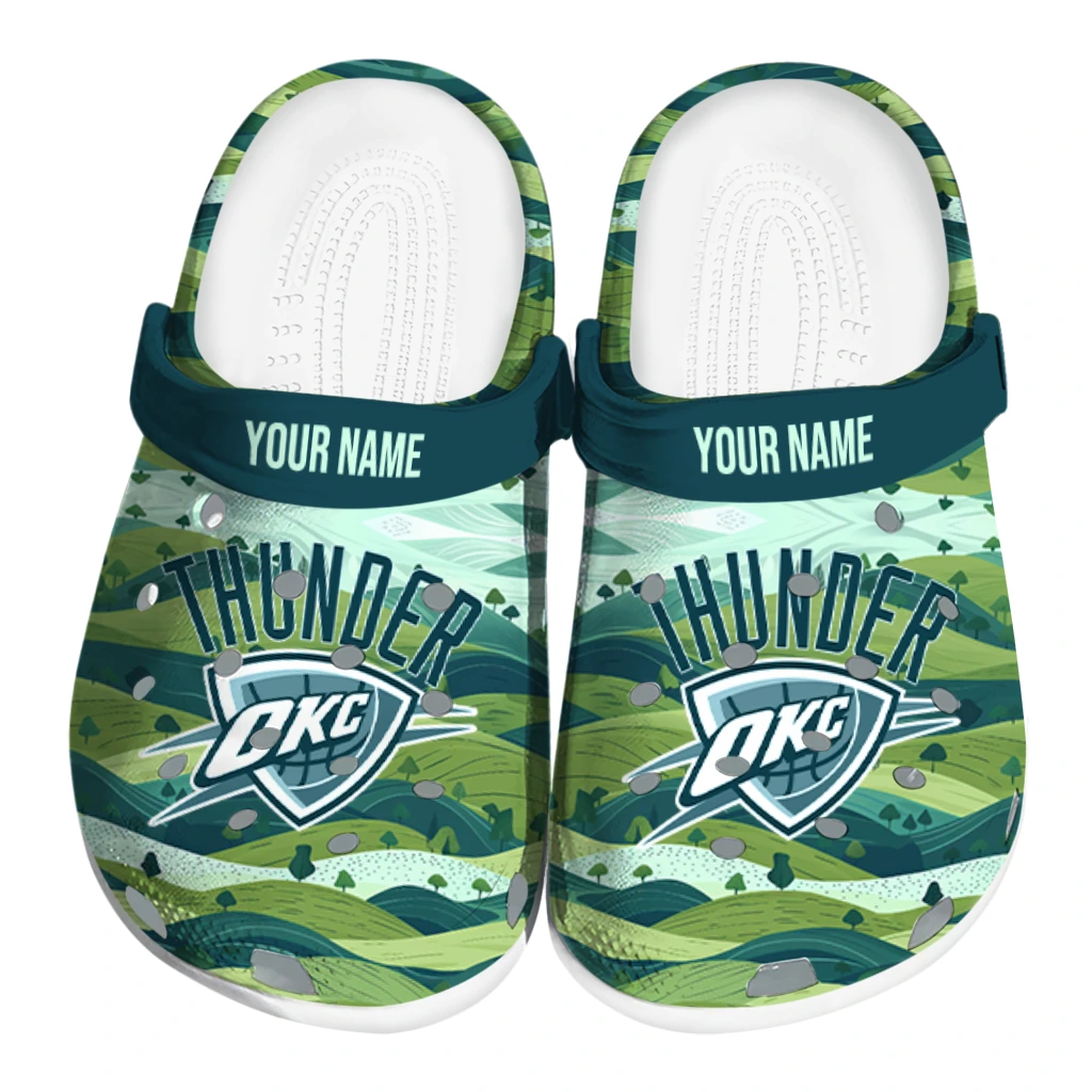 personalized oklahoma city thunder hills illustration clogs best selling personalized oklahoma city thunder hills illustration clogs best selling