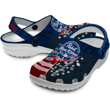 personalized pabst blue ribbon american blue red clogs high quality hey clogs