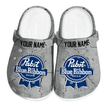 personalized pabst blue ribbon cracked concrete gray blue clogs best selling hey clogs