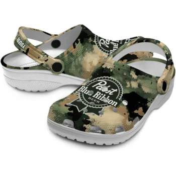 personalized pabst blue ribbon green camou green brown clogs high quality hey clogs