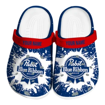 personalized pabst blue ribbon strokes blue white clogs best selling hey clogs