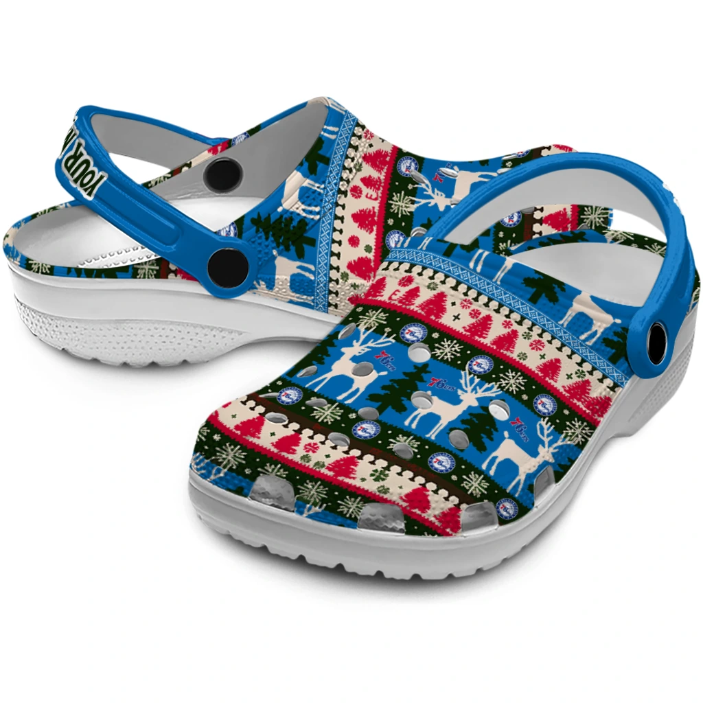 personalized philadelphia 76ers christmas motif clogs high quality personalized philadelphia 76ers christmas motif clogs high quality