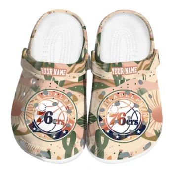 personalized philadelphia 76ers desert cactus pattern clogs best selling