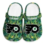 personalized philadelphia flyers tropical leaves clogs best selling