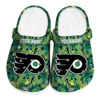personalized philadelphia flyers tropical leaves clogs best selling