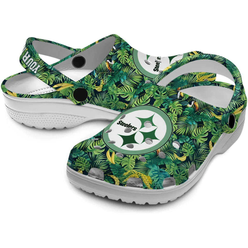personalized pittsburgh steelers tropical leaves clogs high quality personalized pittsburgh steelers tropical leaves clogs high quality