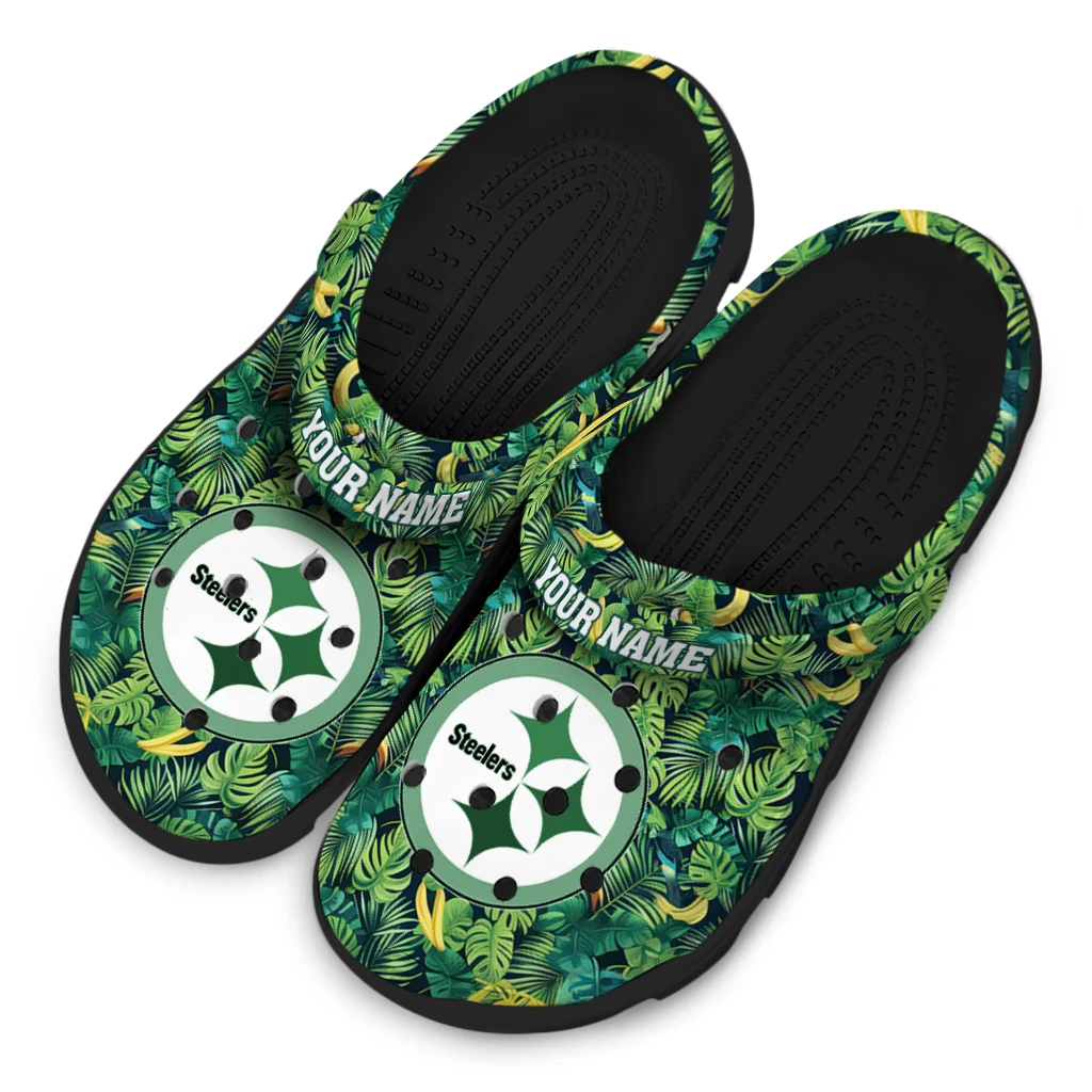personalized pittsburgh steelers tropical leaves clogs latest model personalized pittsburgh steelers tropical leaves clogs latest model