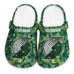 personalized portland trail blazers tropical leaves clogs best selling