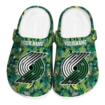 personalized portland trail blazers tropical leaves clogs best selling