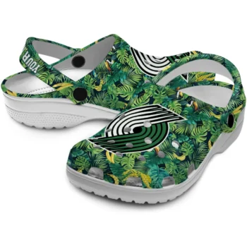 personalized portland trail blazers tropical leaves clogs high quality