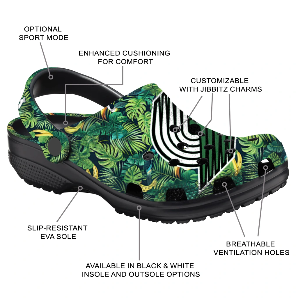 personalized portland trail blazers tropical leaves clogs new arrival personalized portland trail blazers tropical leaves clogs new arrival