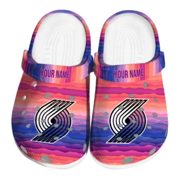 personalized portland trail blazers wavy stripes clogs best selling