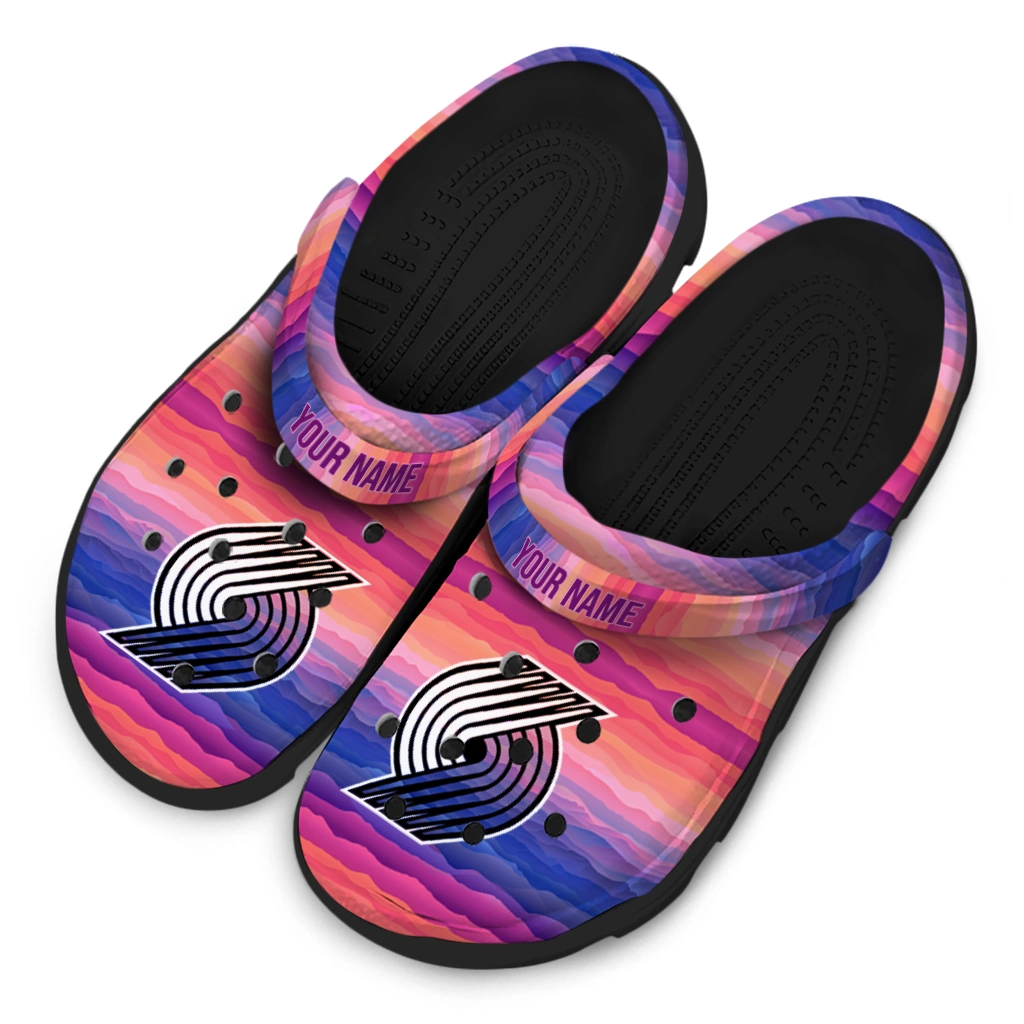 personalized portland trail blazers wavy stripes clogs latest model personalized portland trail blazers wavy stripes clogs latest model