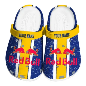 personalized red bull distressed stripes blue yellow clogs best selling hey clogs