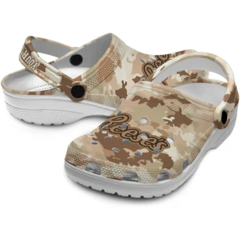 personalized reeses camo script beige brown clogs high quality hey clogs