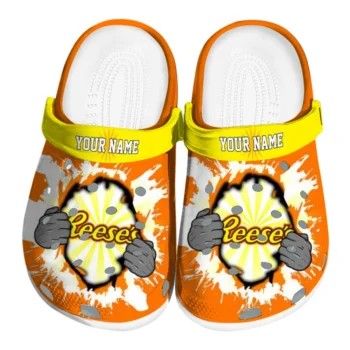 personalized reeses fist reveal orange yellow clogs best selling hey clogs