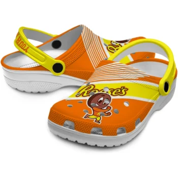 personalized reeses reeses mascot icon orange yellow clogs high quality hey clogs