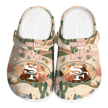 personalized san francisco 49ers desert cactus pattern clogs best selling