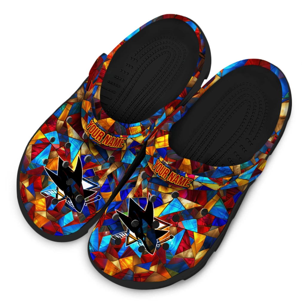 personalized san jose sharks prism pieces clogs latest model personalized san jose sharks prism pieces clogs latest model