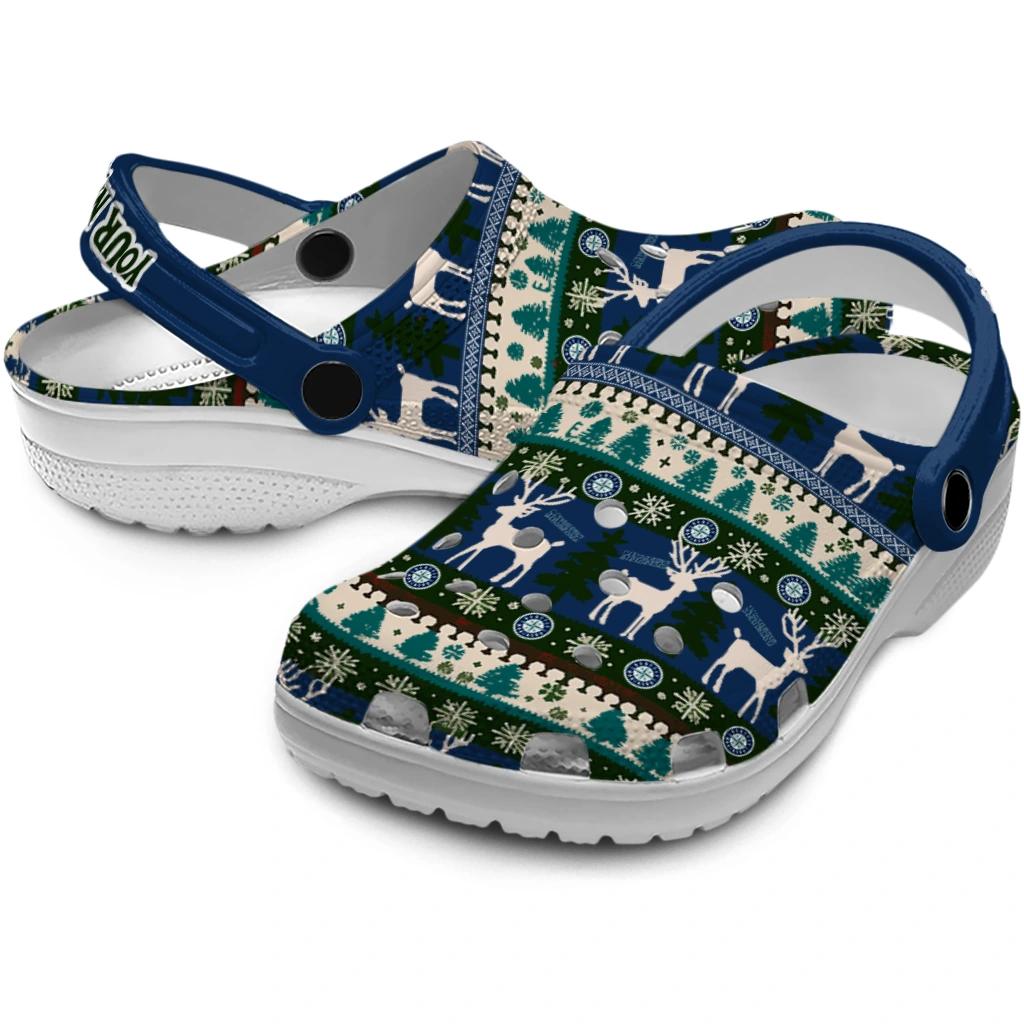 personalized seattle mariners christmas motif clogs high quality personalized seattle mariners christmas motif clogs high quality
