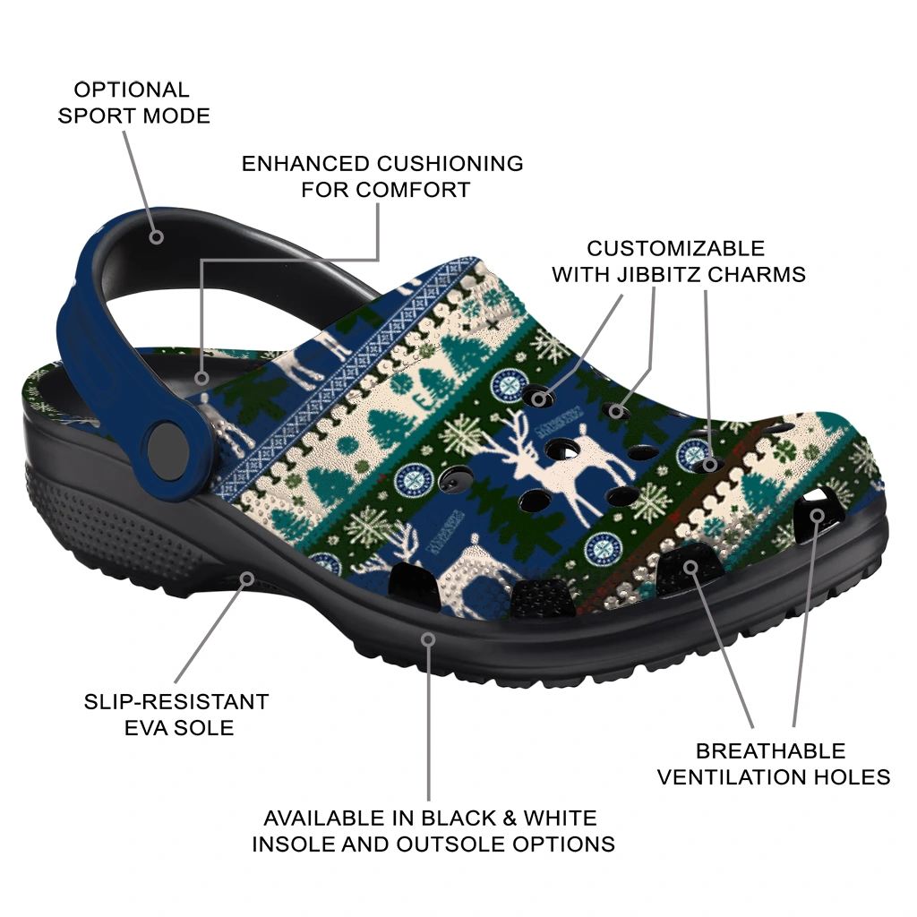 personalized seattle mariners christmas motif clogs new arrival personalized seattle mariners christmas motif clogs new arrival