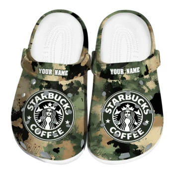 personalized starbucks camouflage green brown clogs best selling hey clogs