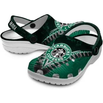 personalized starbucks green motif green black clogs high quality hey clogs