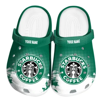 personalized starbucks logo crest green white clogs best selling hey clogs