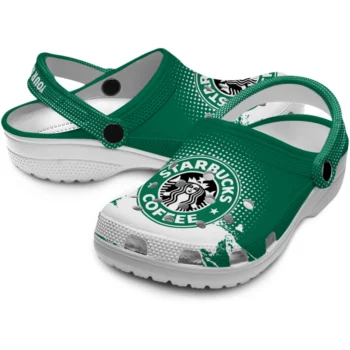 personalized starbucks logo crest green white clogs high quality hey clogs