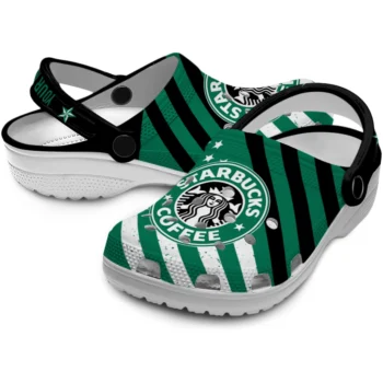 personalized starbucks siren emblem green black clogs high quality hey clogs