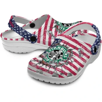 personalized starbucks us flag red blue clogs high quality hey clogs
