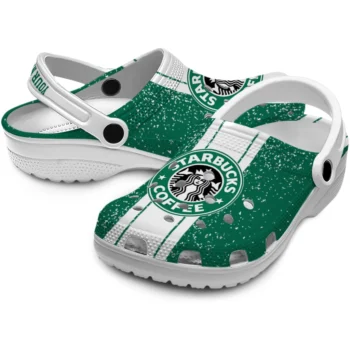 personalized starbucks white line green white clogs high quality hey clogs