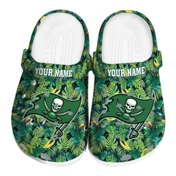 personalized tampa bay buccaneers tropical leaves clogs best selling