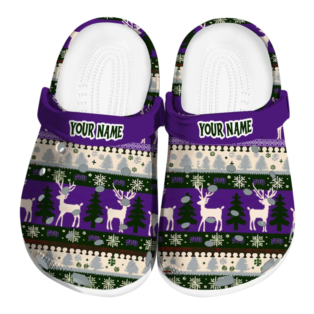 personalized tcu horned frogs christmas motif clogs best selling personalized tcu horned frogs christmas motif clogs best selling