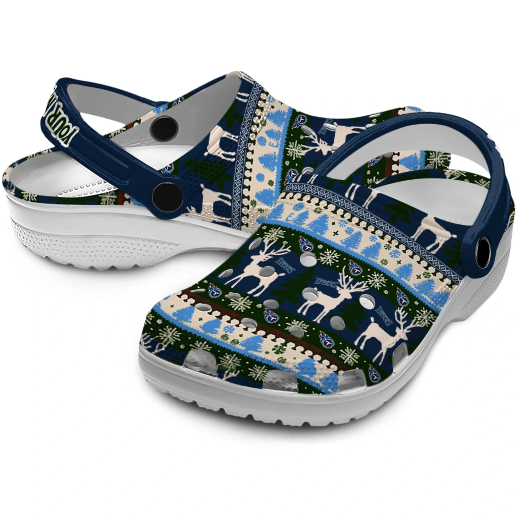 personalized tennessee titans christmas motif clogs high quality personalized tennessee titans christmas motif clogs high quality