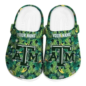 personalized texas am aggies tropical leaves clogs best selling