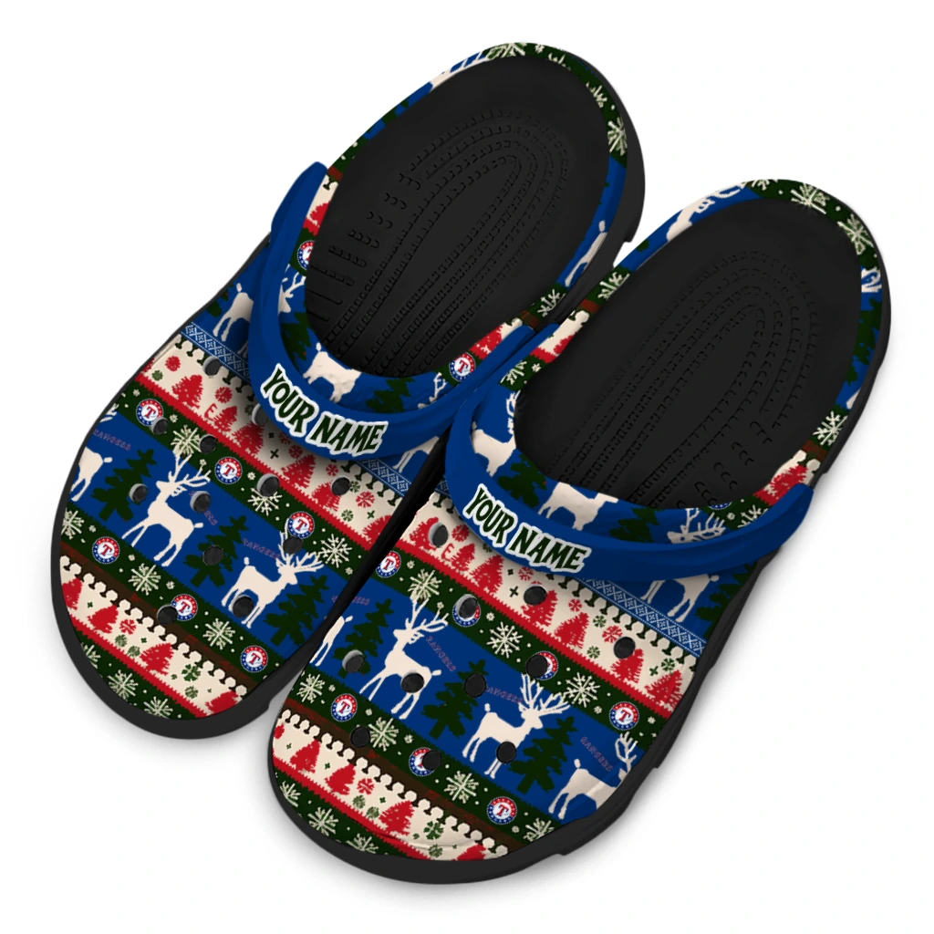 personalized texas rangers christmas motif clogs latest model personalized texas rangers christmas motif clogs latest model