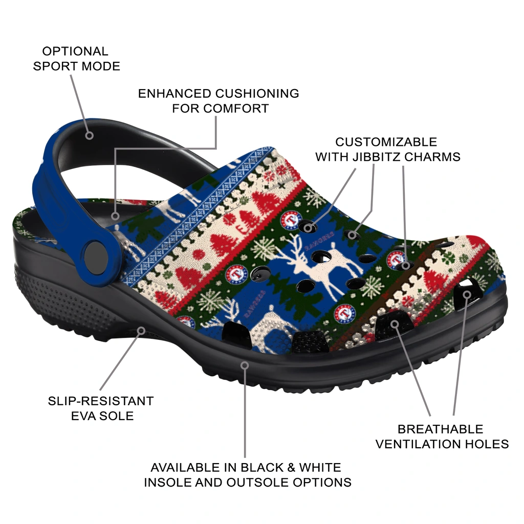 personalized texas rangers christmas motif clogs new arrival personalized texas rangers christmas motif clogs new arrival