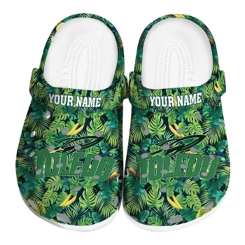 personalized toledo rockets tropical leaves clogs best selling